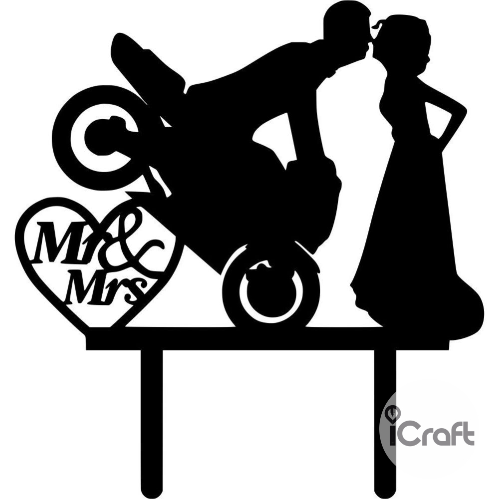 Cake Topper Mr & Mrs Moto - 1